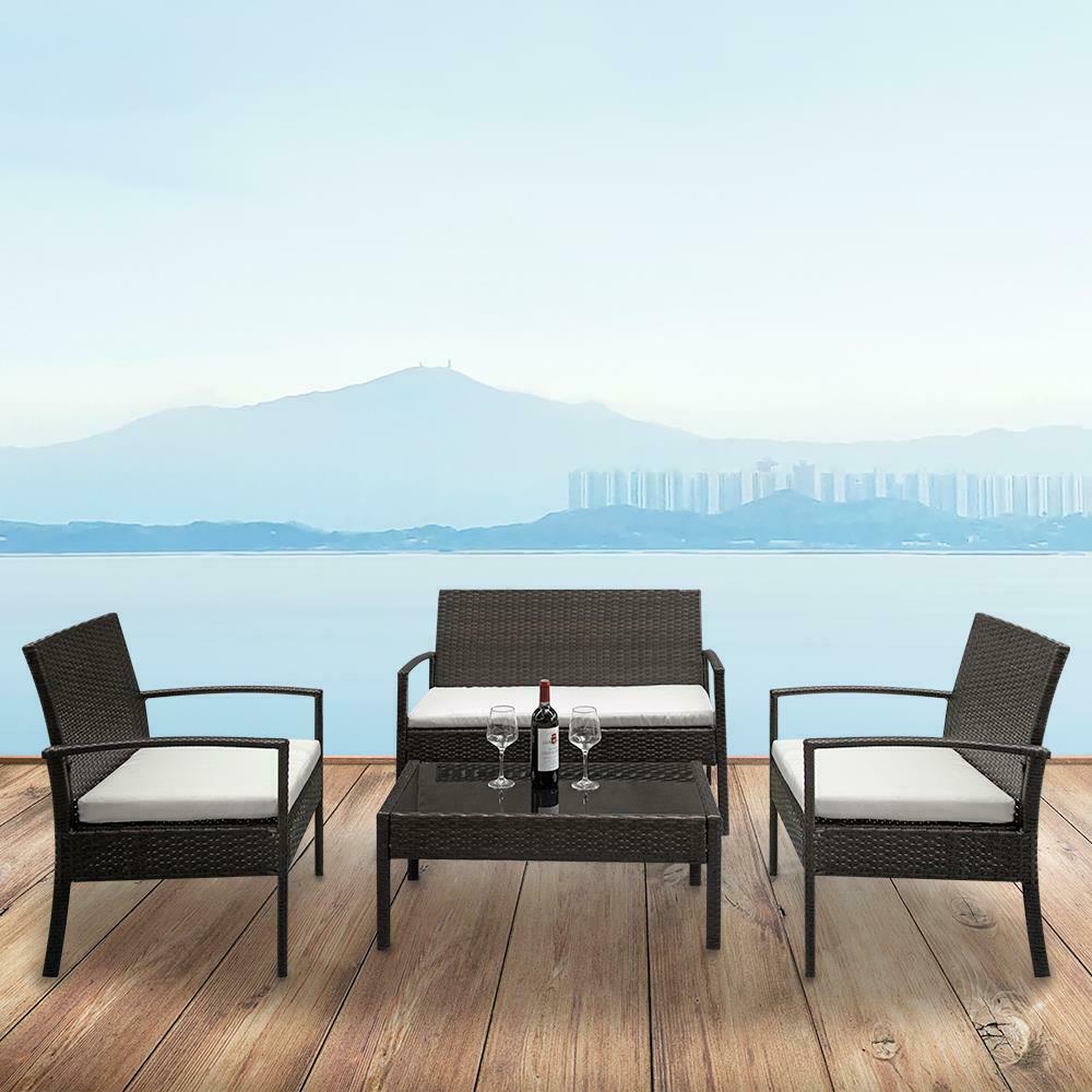 4 pcs rattan patio set