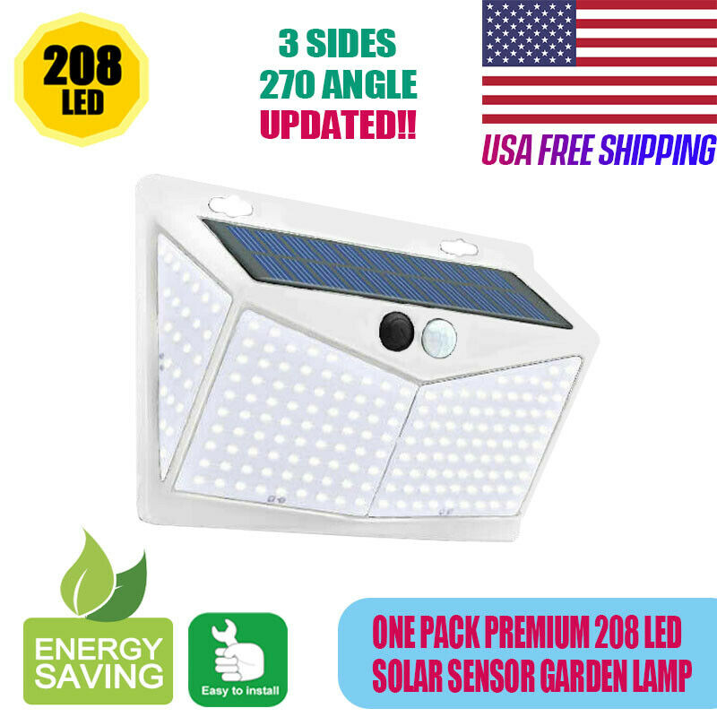 208 Led Solar Power Light Pir Motion Sensor Outdoor Lamp Wall 